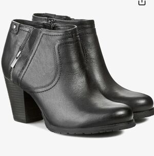 Clarks Mission Halle Distressed Leather Black Heel Ankle Boot Women Size…